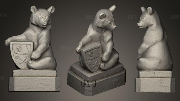 Bear with shield stl model for CNC